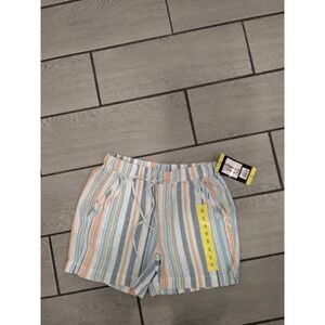 NWt Briggs Womens Striped Linen Blend Lounge Shorts Elastic Waist Drawstring-S‎